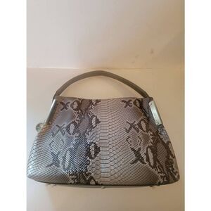 Braun Buffel Germany Women's Taupe Python Print Leather Handbag Size Medium